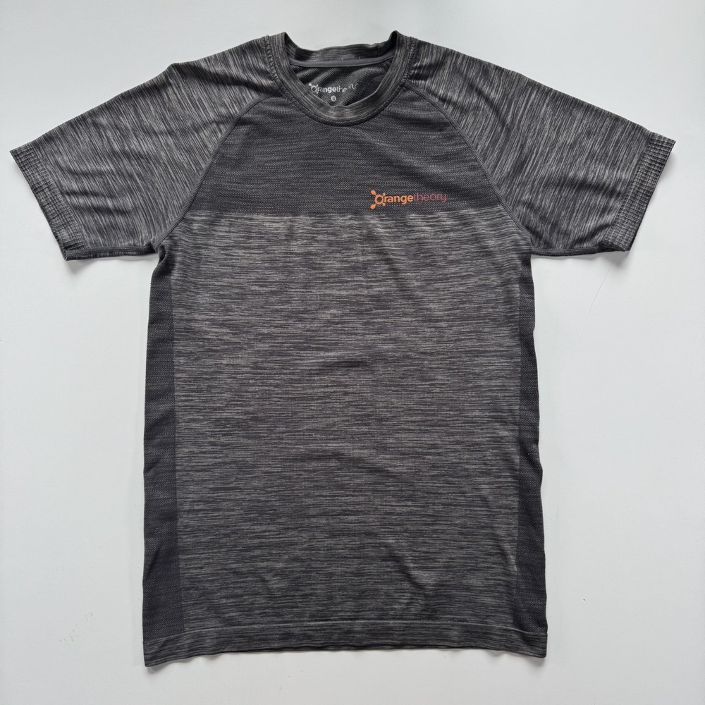 ORANGE THEORY Fitness Tech T Shirt Tee Mens Small Gray Bike Gym Running Cardio